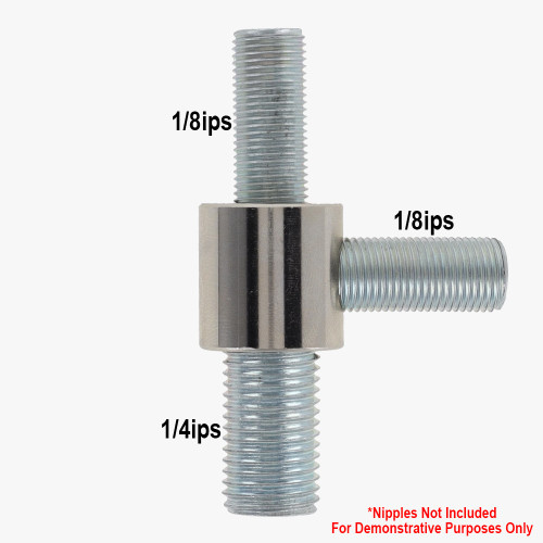 1/4ips X 1/8ips Threaded - 3/4in Diameter Tee Fitting Straight Armback - Polished Nickel