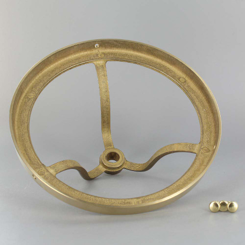 6in. Unfinished Cast Brass Deep Spoke Shade Holder with 1/8ips. Slip Through Center Hole