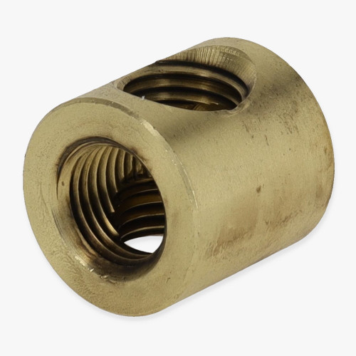 1/4ips Threaded - 7/8in Diameter Tee Fitting Straight Armback - Unfinished Brass