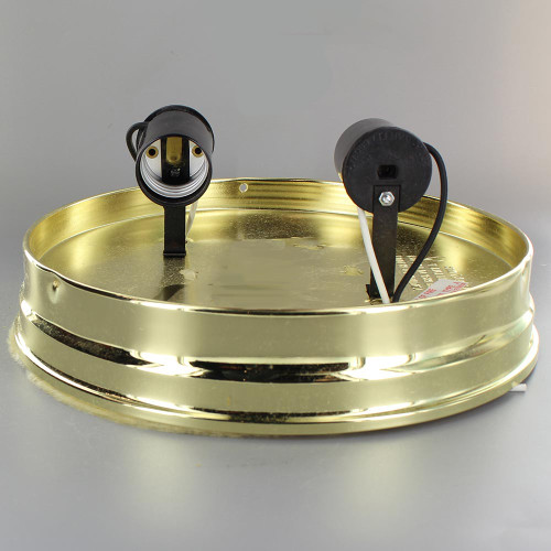 8in. Flush Brass Plated Double Socket Holder