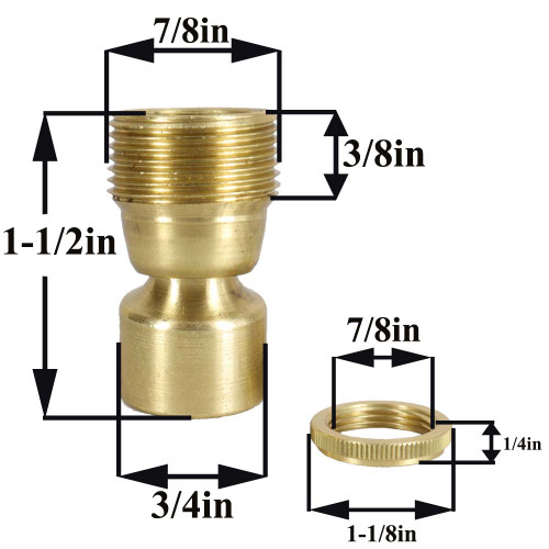 3/8ips. Female Bottom X 3/8ips. Female Top Unfinished Brass Hang Straight