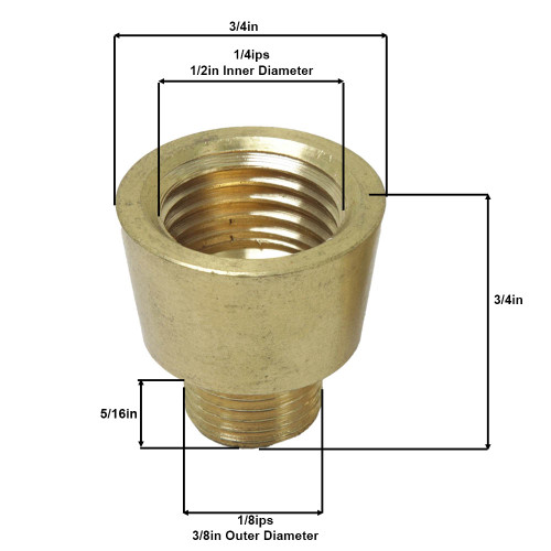 1/8ips Male X 1/4ips Female Unfinished Brass Tapered Nozzle