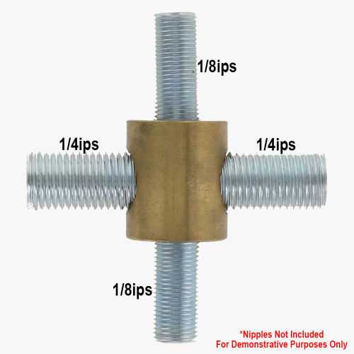 1/8ips X 1/4ips Threaded - 7/8in Diameter 4- Way Straight Armback - Unfinished Brass