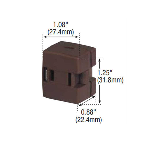 Brown - Polarized Add-an-End Click-On Female Cord End Outlet for 18-2 SPT-1 and SPT-2 Wire