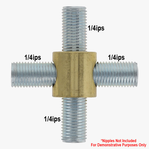 1/4ips Threaded - 7/8in Diameter 4-Way Straight Armback - Unfinished Brass