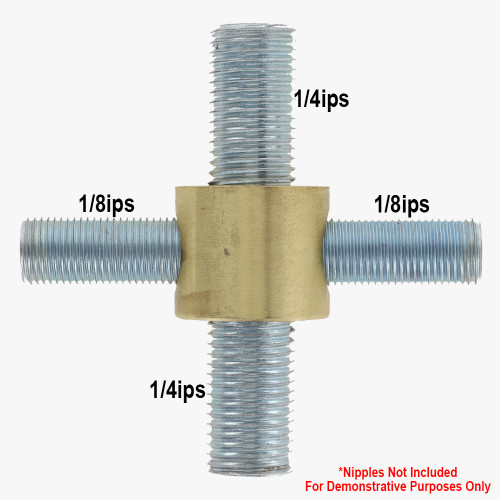 1/4ips X 1/8ips Threaded - 7/8in Diameter 4-Way Straight Armback - Unfinished Brass