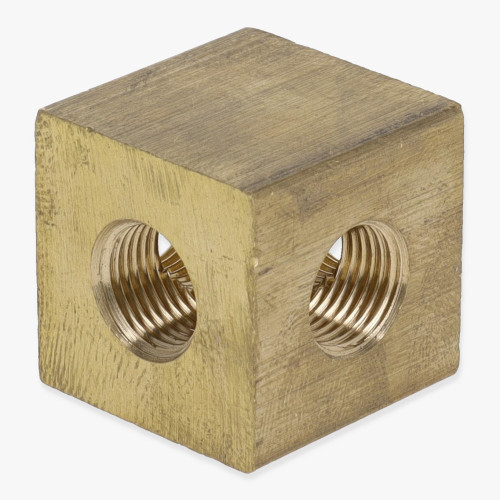 1/8ips Threaded Square 4-Way Armback - Unfinished Brass