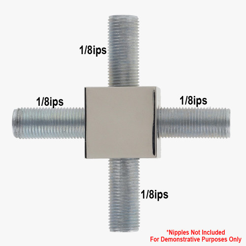 1/8ips Threaded Square 4-Way Armback - Polished Nickel