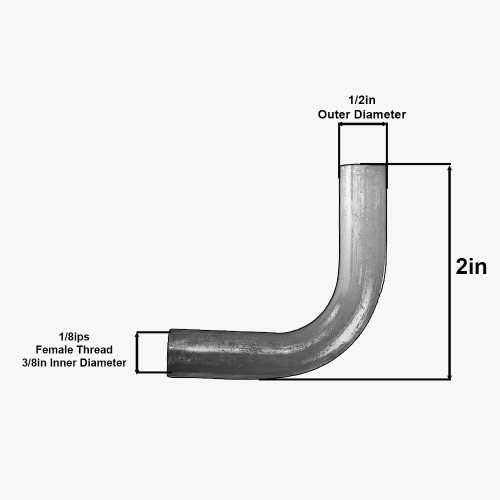 1/8ips Female Threaded 2in  Long 90 Degree Bent Arm - Unfinished Brass