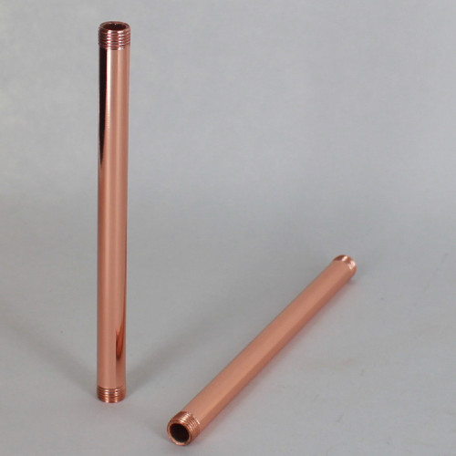 12in Long X 1/8ips (3/8in OD) Male Threaded Polished Copper Finish Steel Pipe