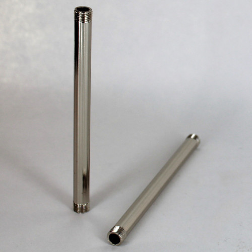 9in Long X 1/8ips (3/8in OD) Male Threaded Polished Nickel Finish Steel Reeded Pipe