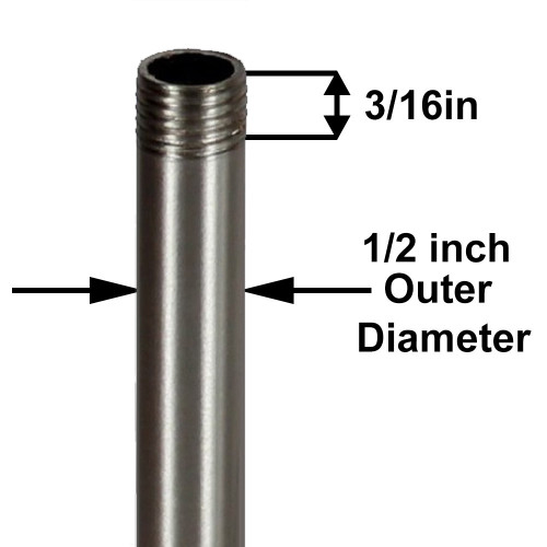 5in Long X 1/4ips (1/2in OD) Male Threaded Brushed/Satin Nickel Finish Steel Pipe