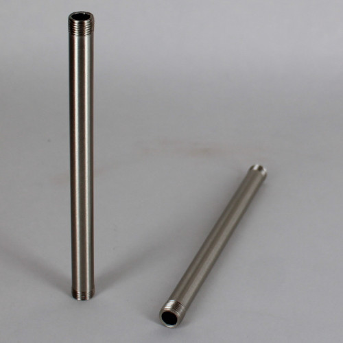 12in Long X 1/8ips (3/8in OD) Male Threaded Brushed/Satin Nickel Finish Steel Pipe