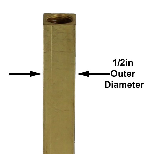 7in. Unfinished Brass Square Pipe with 1/8ips. Female Thread