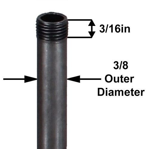 2in. Long 1/8ips (3/8in O.D) Unfinished Steel Round Hollow Pipe