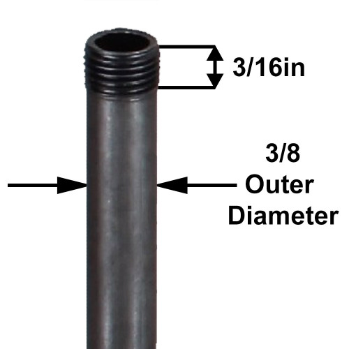 16n. Long 1/8ips (3/8in O.D) Unfinished Steel Round Hollow Pipe