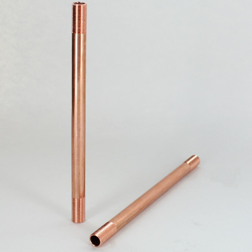 14in  X 1/8ips Threaded Unfinished Copper Pipe with 3/4in Long Threaded Ends.