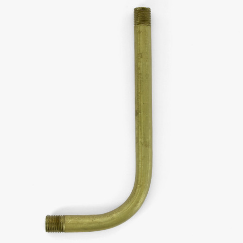 1/8ips Male Threaded 5in Long with 3/16 inch Long Threads on each end 90 Degree Bent Arm - Unfinished Brass