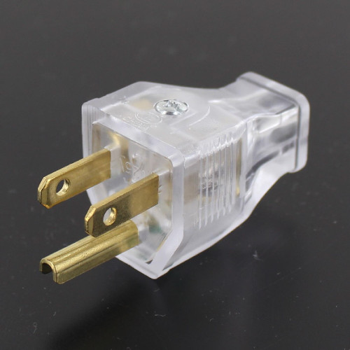 Clear - 3-Wire Grounded Thermoplastic Plug with Screw Terminal Connection