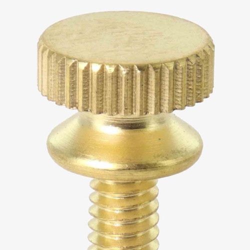 1/2in. Long - 8/32 Thread Unfinished Brass  Knurled Battery Head Screw