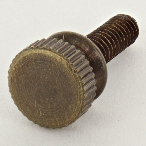 1/2in. Long - 8/32 Thread Antique Brass Finish Knurled Battery Head Screw