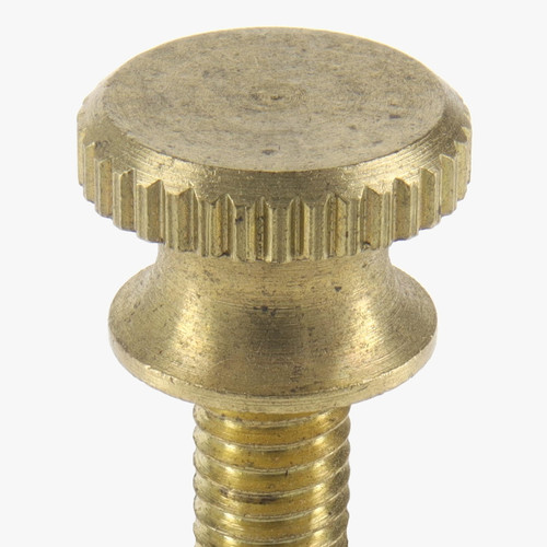 10/32 Thread - 3/8in Long - Knurled Battery Head Screw - Unfinished Brass