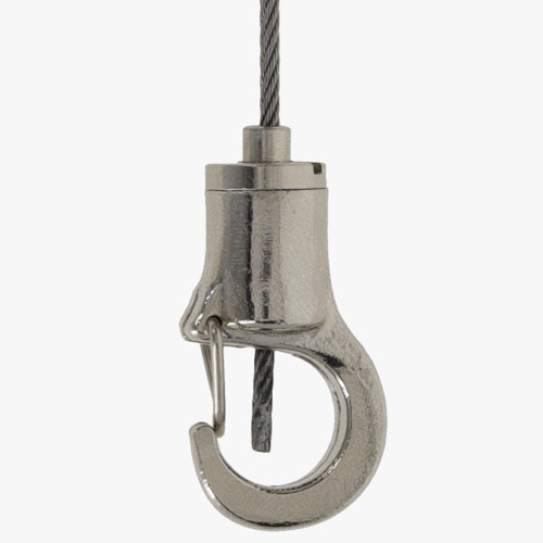 Nickel Finish Brass Suspension System Snap Hook Gripper for use with 1-1.5mm Steel Cable