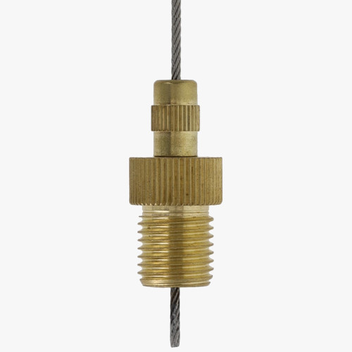 Unfinished Brass 1/4ips Male Threaded Suspension Gripper with and Cable Locking Nut for use with 1-1