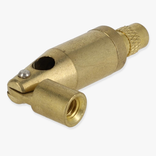 Unfinished Brass Swivel Style Suspension System Ceiling Gripper with Lock Nut for use with 1-1.5mm Steel Cable. Wire Way for Wire Exit. 8/32 Threaded Swivel Head.