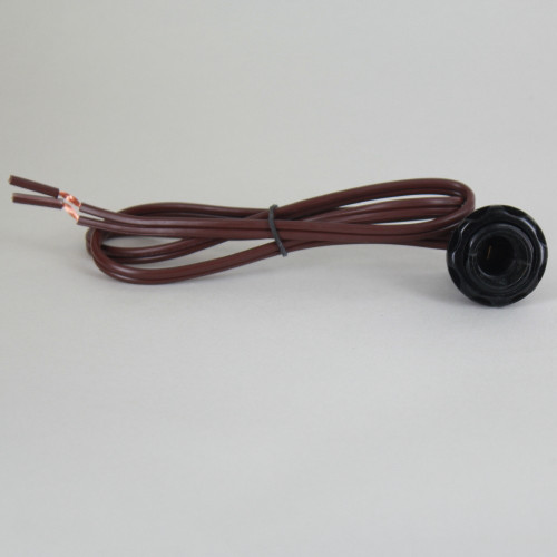 E12 base, Phenolic Candelabra Socket Threaded Body with Plastic Ring and 24in. Wire Leads