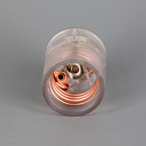 E-26 Polycarbonate Base Grounded Lamp Socket With Copper Plated 1/8ips Threaded Cap - Clear