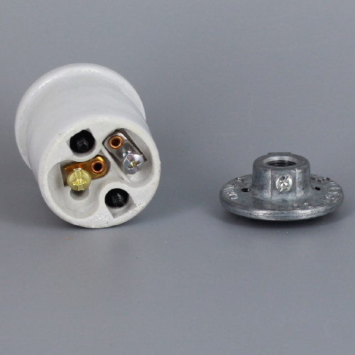 Leviton - E-26 Base Porcelain Keyless Socket with Shoulder, Screw Terminals and 1/8ips. Cap