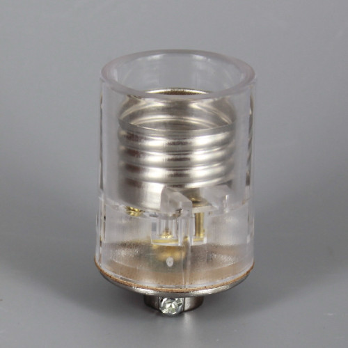 E-26 Base Polycarbonate Grounded Lamp Socket With Nickel Plated 1/8ips Threaded Cap - Clear