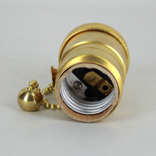 Polished Brass Finish Shell Uno Threaded E-26 Base Brass Pull Chain Socket