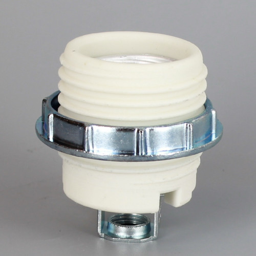 E-26 Porcelain Threaded Skirt Socket With 1/8ips Hickey And Screw Terminal Wire Connection
