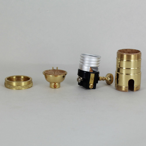 Polished Brass Finish  Uno Thread Turn Knob 3-Way Socket with 1/8ips. Bushing and Set Screw