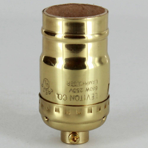 POLISHED BRASS TALL KEYLESS LAMP SOCKET 1/8ips Female Threaded