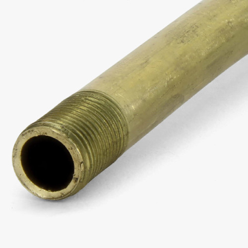 1/8ips Male Threaded Up Arm with 1/2in long male thread on both ends - Unfinished Brass