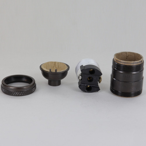 Oil Rubbed Bronze Finish Cast Uno Threaded E-26 Short Keyless Socket with 1/8ips. Cap and Set Screw