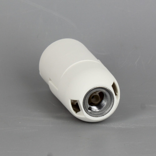 E-12 White Smooth Skirt Thermoplastic Lamp Socket with 1/8ips Threaded Cap and Locking Setscrew