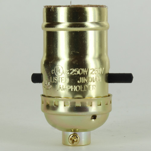 On-Off Push Switch Brass Plated E-26 Base Lamp Socket with 1/8ips Cap and Set Screw