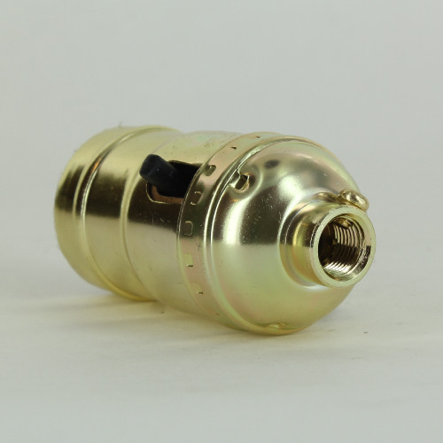 On-Off Push Switch Brass Plated E-26 Base Lamp Socket with 1/8ips Cap and Set Screw