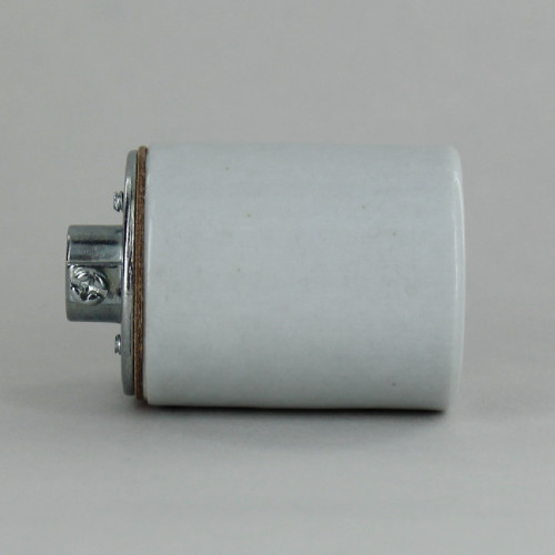 E-27 Base Porcelain Grounded Lamp Socket with 1/8ips Threaded Metal Cap. CE Approved.
