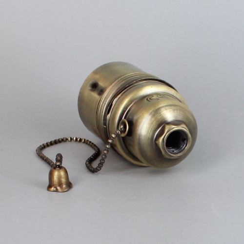 ANTIQUE BRASS FINISH E27 BASE PULL CHIAN SWITCH LAMP SOCKET WITH 1/8IPS THREADED CAP. CE RATED.