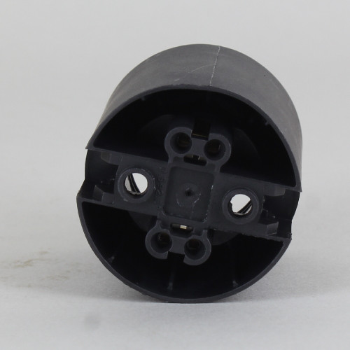 E-27 Black Smooth Skirt Thermoplastic Lamp Socket with. Push Terminal Wire Connections.