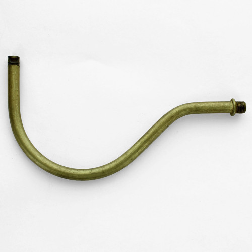 1/8ips Male Threaded 7-1/4in Long Pin-up Bent Arm with beaded end - Unfinished Brass