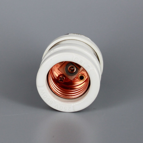 100 Year Anniversary White Porcelain Antique Reproduction Keyless Lamp Socket with 1/8ips. Cap