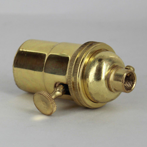 3-Way Turn Knob E-26 Socket with 1/8ips. Female Cap - Polished Brass Finish