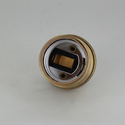 Brushed Brass Finish Heavy Turned Brass Keyless E-26 Socket with 1/8ips. Cap and Ground Terminal