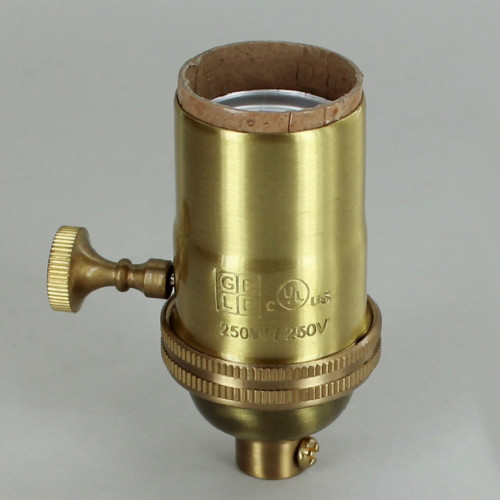 3-Way Turn Knob E-26 Socket with 1/8ips. Female Cap - Brushed Brass Finish